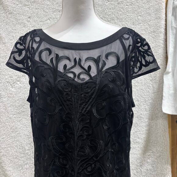 Guess Los Angeles Black Embroidered Mesh Dress 14 Overlay Ruffle Hem 
Black tie - Picture 11 of 11